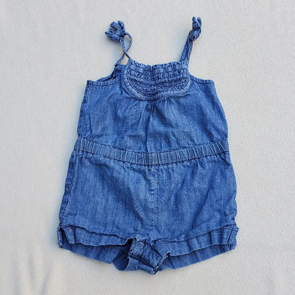 Old Navy Medium Wash Denim Tank Top Romper 12-18 Months